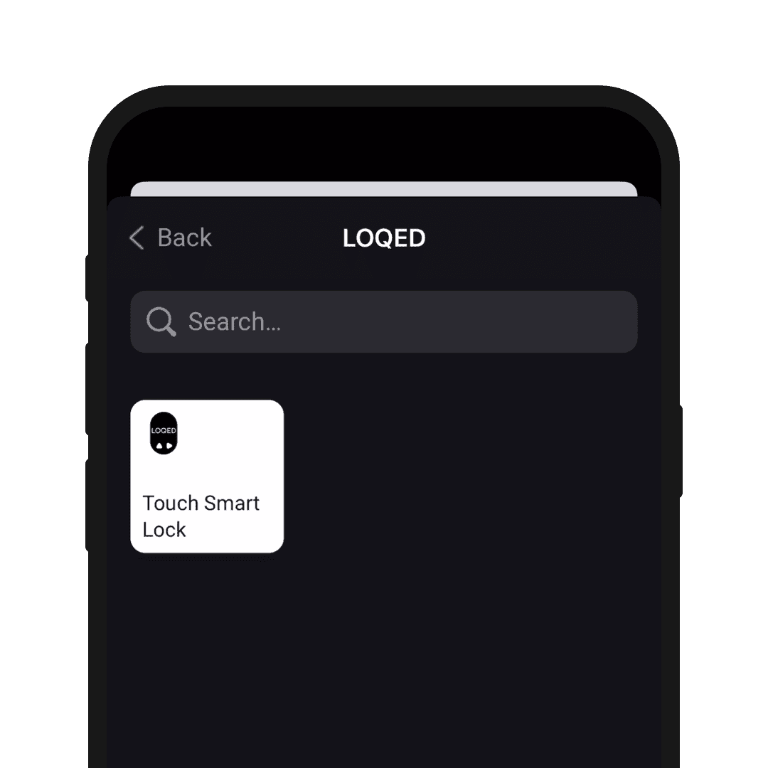 A phone screen showing LOQED devices in the Homey app