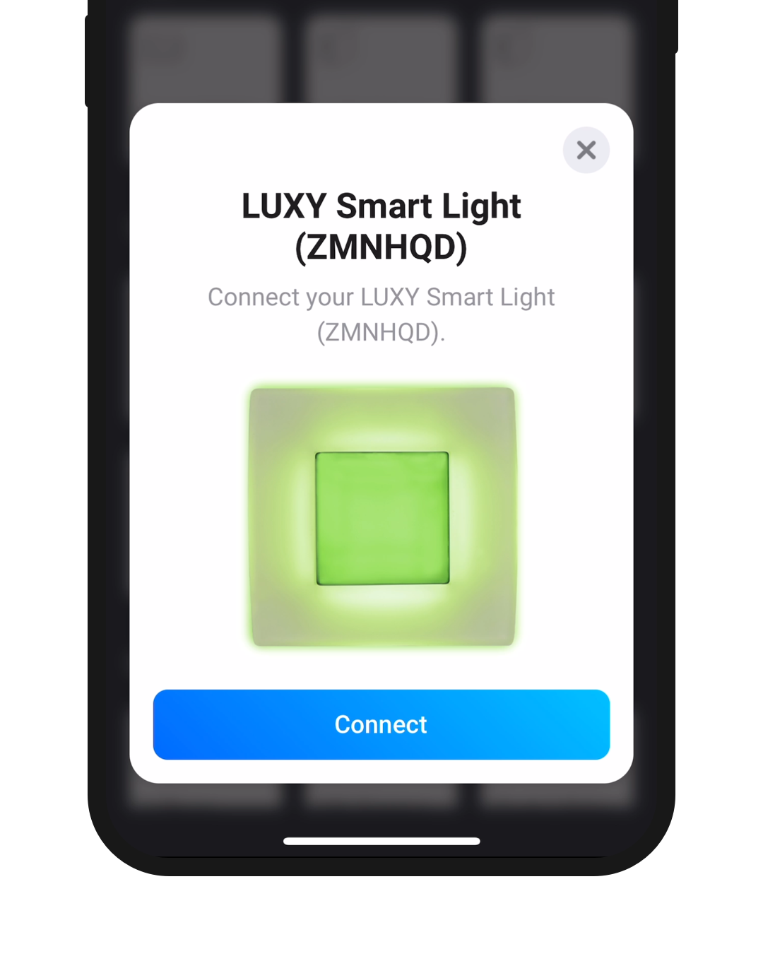 A phone screen showing a Qubino device and a Connect button