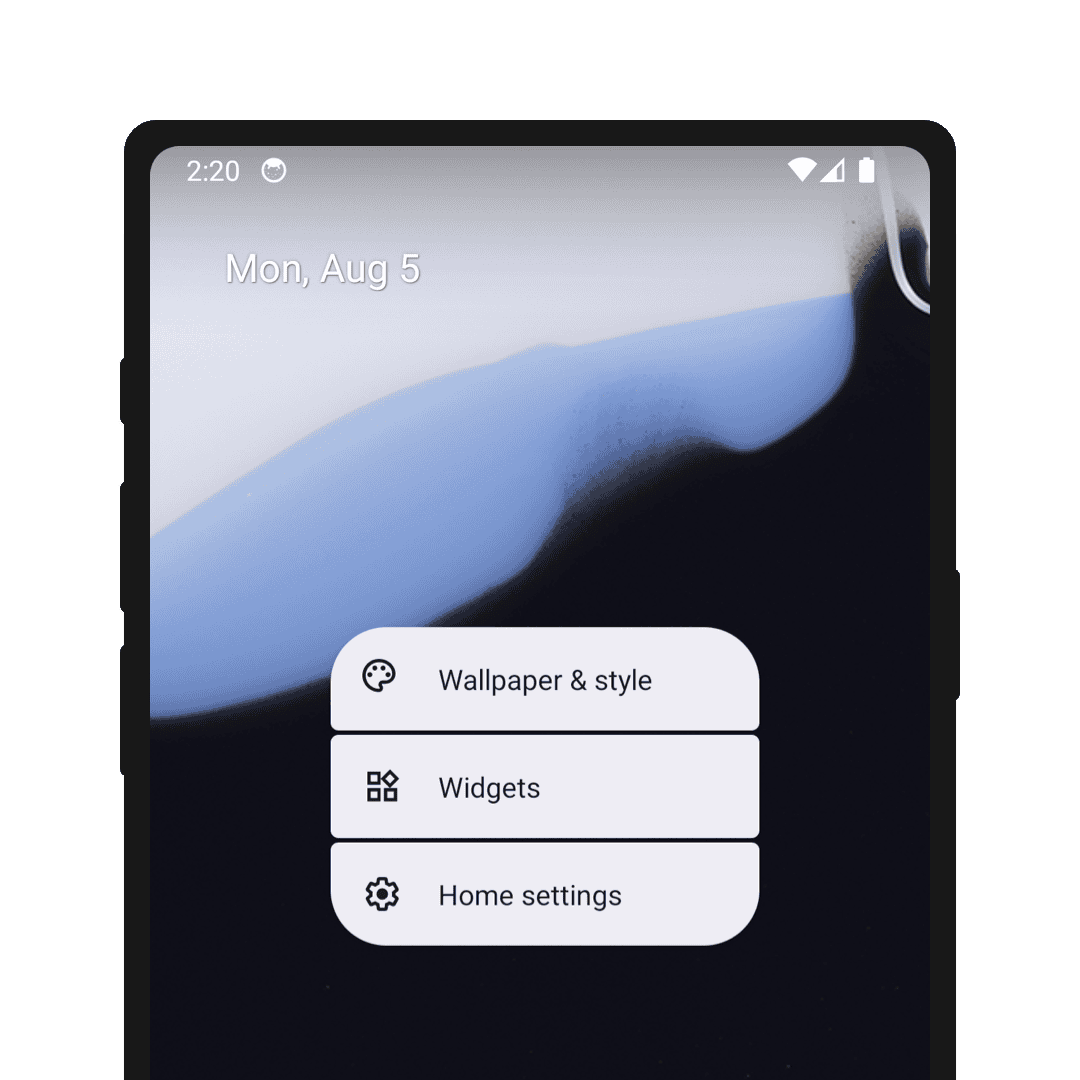 An Android home screen showing the option to add widgets