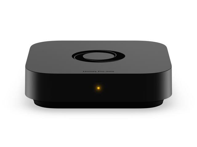 A Homey Pro mini device featuring a breathing orange LED indicator